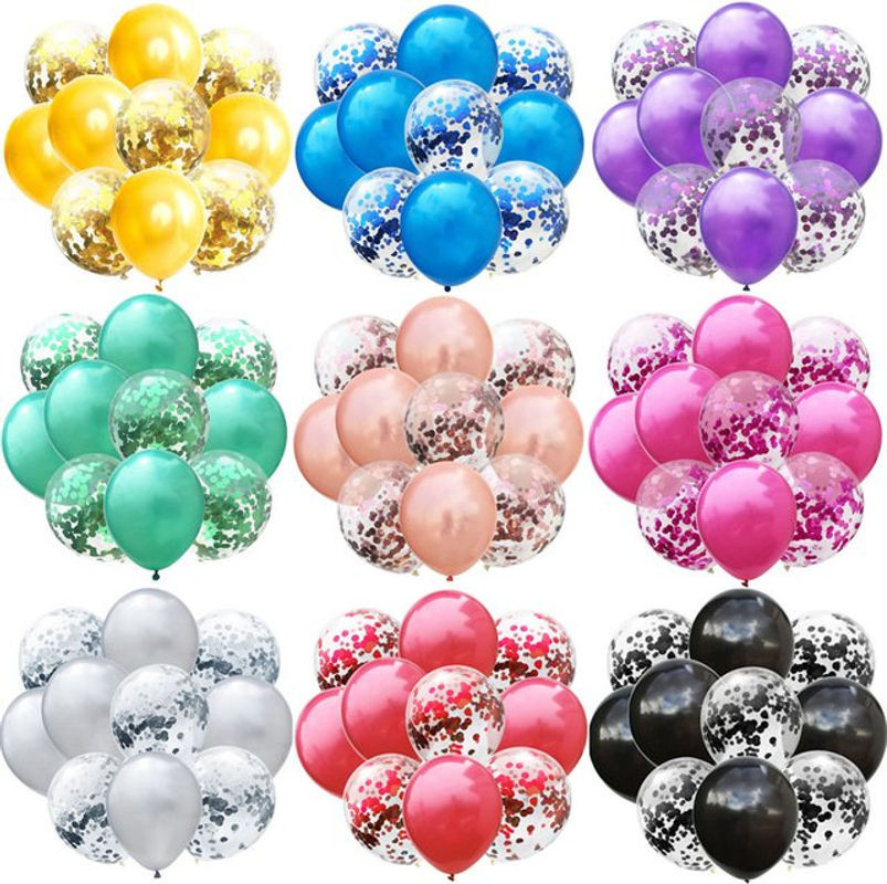 DAWN Konfetti Latexballons Set, 10 Stück, Blau und Roségold, 30,48 cm, ideal für Babyparty, Hochzeit oder Geburtstag - Bild 1