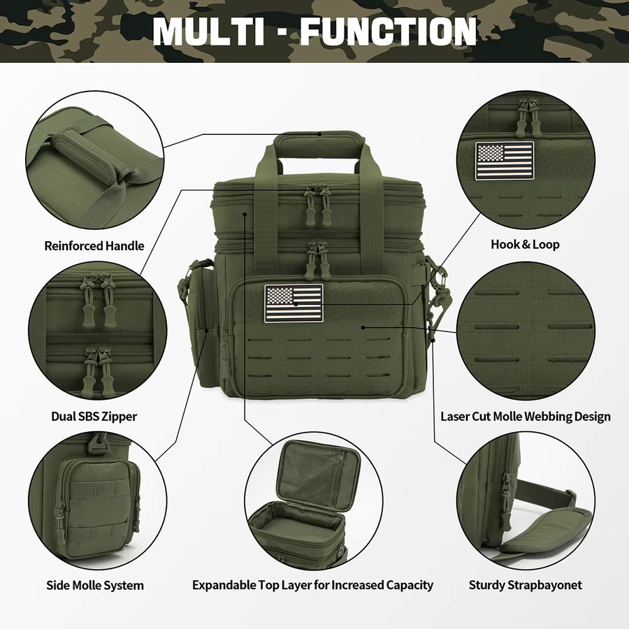 ReFire Gear Taktische Lunchbox, isolierte und auslaufsichere Kühltasche für Outdoor und Camping, Schwarz oder Grün, B/T/H: 28,5 x 28,0 x 1 d cm - Bild 3