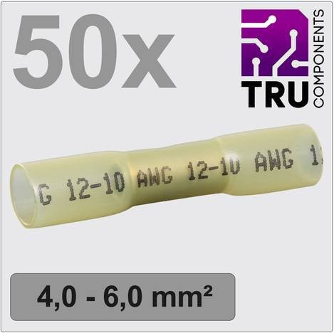TRU COMPONENTS Stoßverbinder mit Schrumpfschlauch 4mm² 6mm² Vollisoliert Gelb 50 Stück - Bild 1