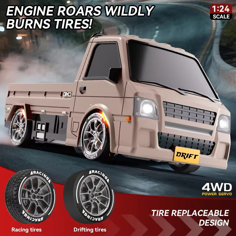 JJRC 1:24 4WD Drift RC-Auto, zwei Geschwindigkeitsmodi, Austauschbare Reifen, Einstellbare LED-Scheinwerfer - Bild 2