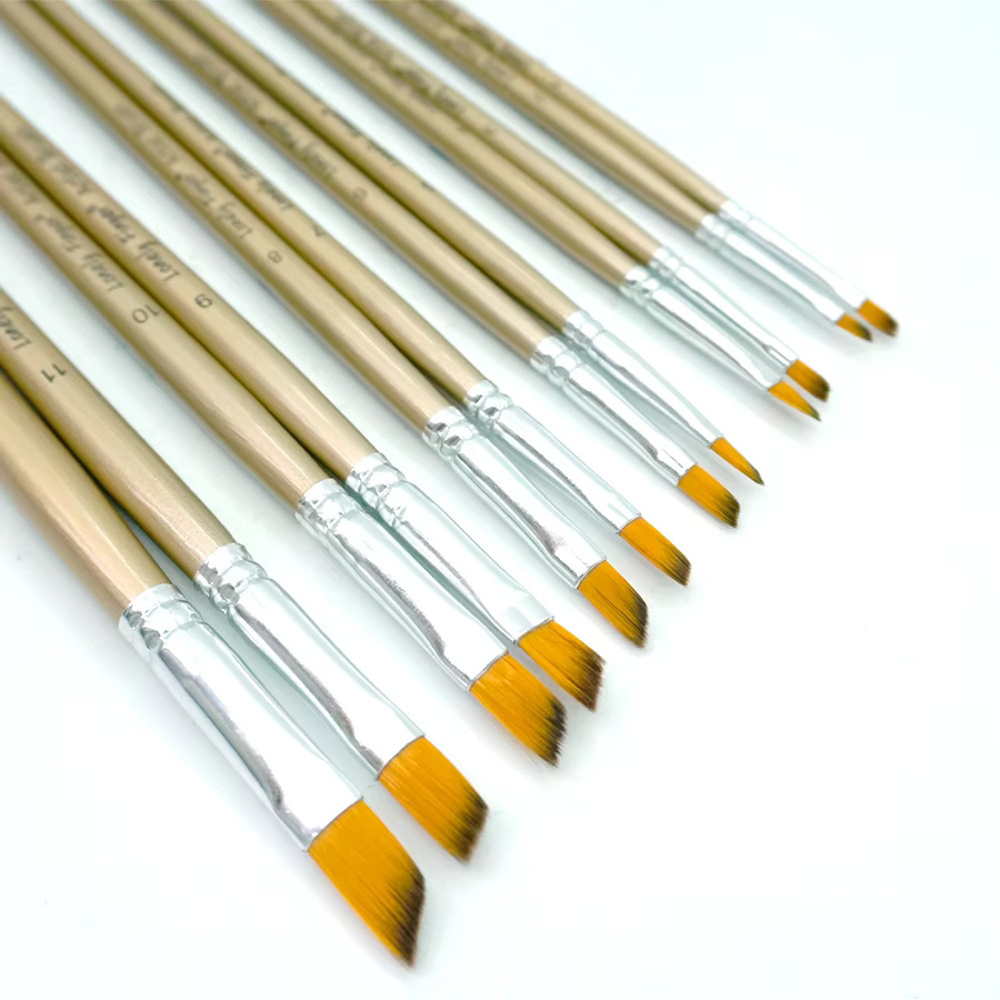 12-teiliges Künstler-Pinselset aus Nylon und Holz in Gold für Öl-, Acryl- und Wasserfarben - Bild 2