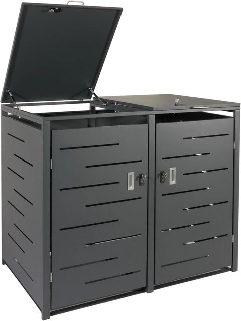 PROREGAL 2er-Mülltonnenverkleidung aus Stahl in Anthrazit, H x B x T: 117 x 131 x 80 cm - Bild 1