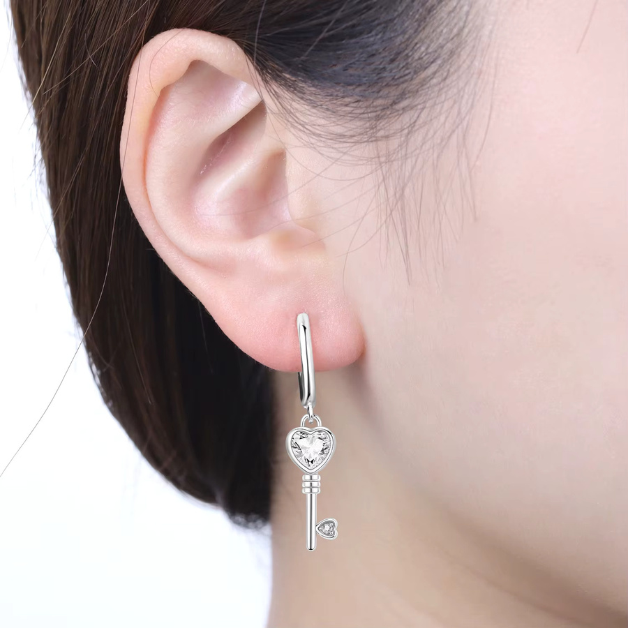 PANPOKI Paar-Tropfenohrringe, 925 Silber, Zirkonia, Damen - Bild 2