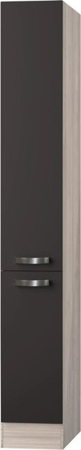 Optifit Küchen-Apothekerschrank Faro mit Türen und internen Schubladen, Anthrazit-braun, B/T/H: 30 x 57,1 x 206,8 cm - Bild 1