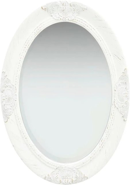 vidaXL Wandspiegel im Barock-Stil in Weiß, Oval, B: 50 cm, H: 70 cm - Bild 1