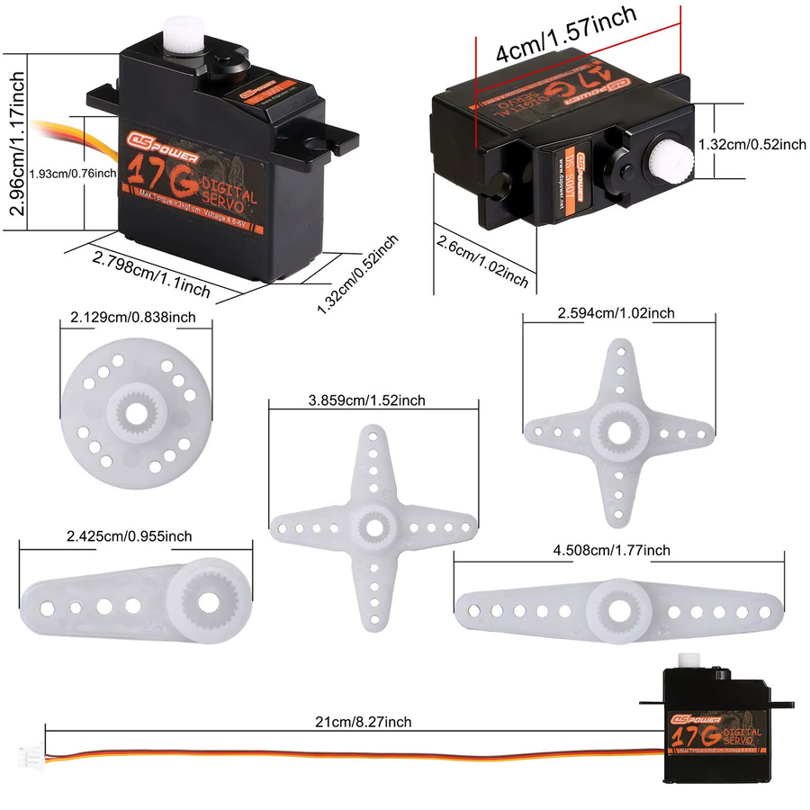 DSPOWER Mini Digital Servo, Metall/Kunststoffgetriebe, Wasserdicht - Bild 2