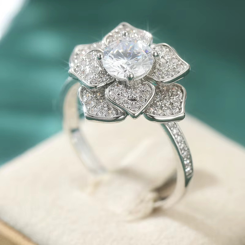 Ring Silber, Zirkonia, Damen, Kamelienblüten - Bild 3
