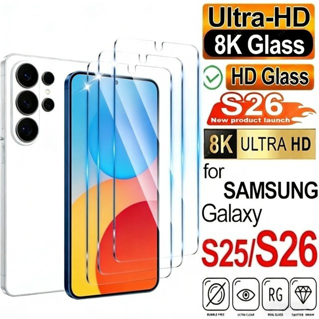 3er-Pack Ultra-klares gehärtetes Glas Displayschutz für Samsung Galaxy S26 S25 S24 S23 S22 S21 Ultra Plus Edge, transparent und kratzfest - Bild 1