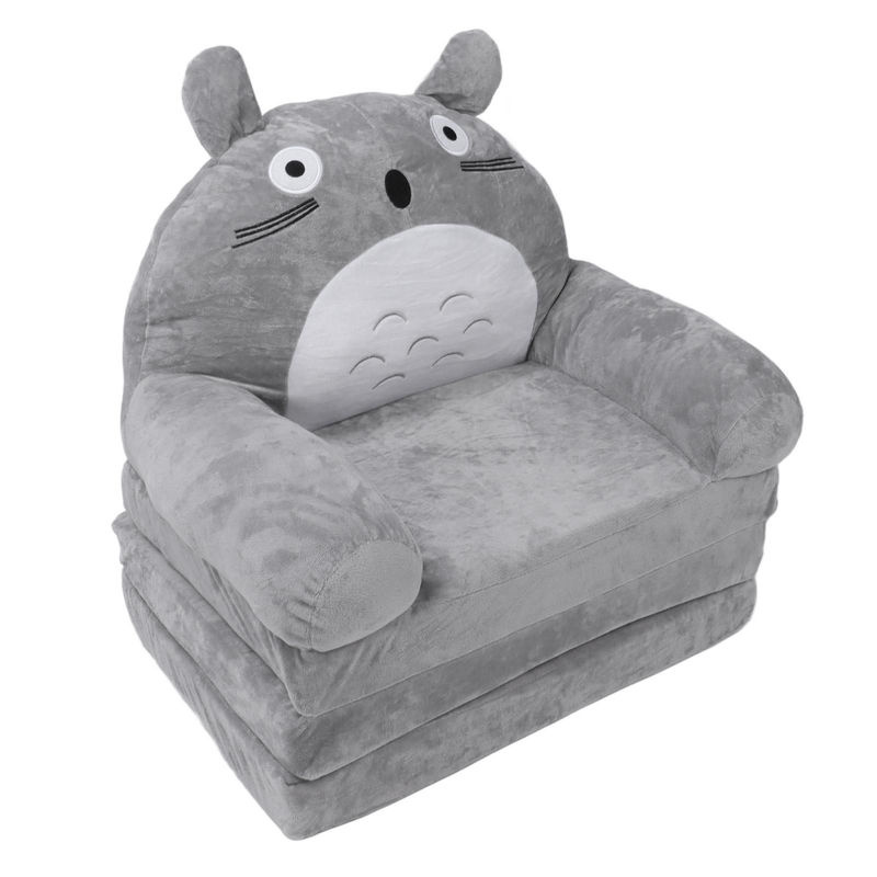 Aimo Faltbares Kindersofa in Grau mit Cartoon-Tier-Design aus Schaumstoff und Textil - Bild 4