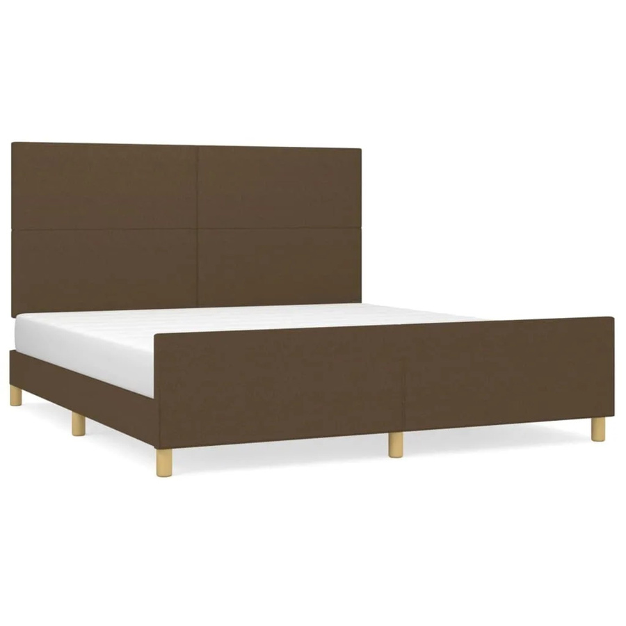 vidaXL Bettgestell mit Kopfteil in Dunkelbraun aus Stoff und Holz, B/T/H: 180 x 200 x 128 cm - Bild 2