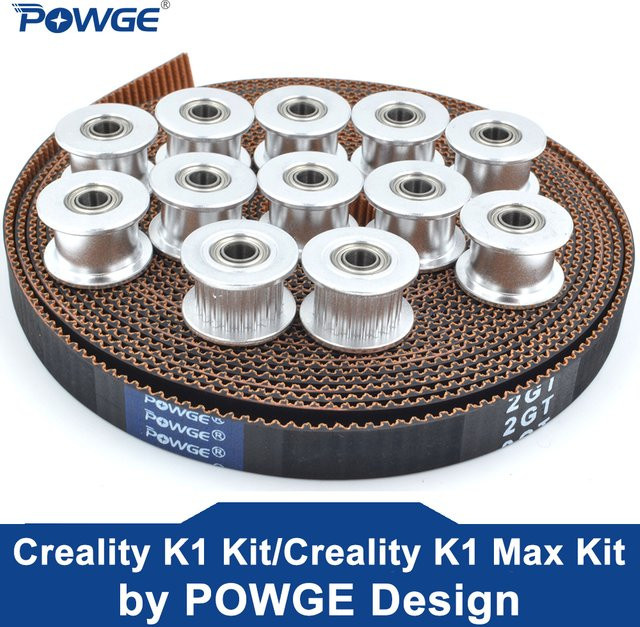 POWGE Silver Creality K1 Max Kit mit 10 Stück 2GT-7,7 RF Zahnriemen 3,5 Meter und 20 Zähne Umlenkrollen mit 4 mm Bohrung für 3D-Drucker - Bild 1