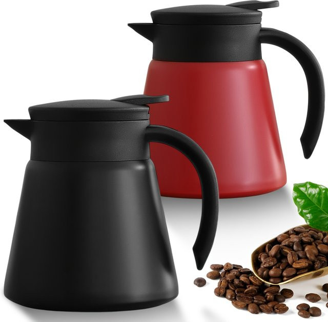 Leeseph Thermoskanne für Kaffee und Tee aus 304 Edelstahl, doppelwandig vakuumisoliert, Farbe: Schwarz - Bild 1