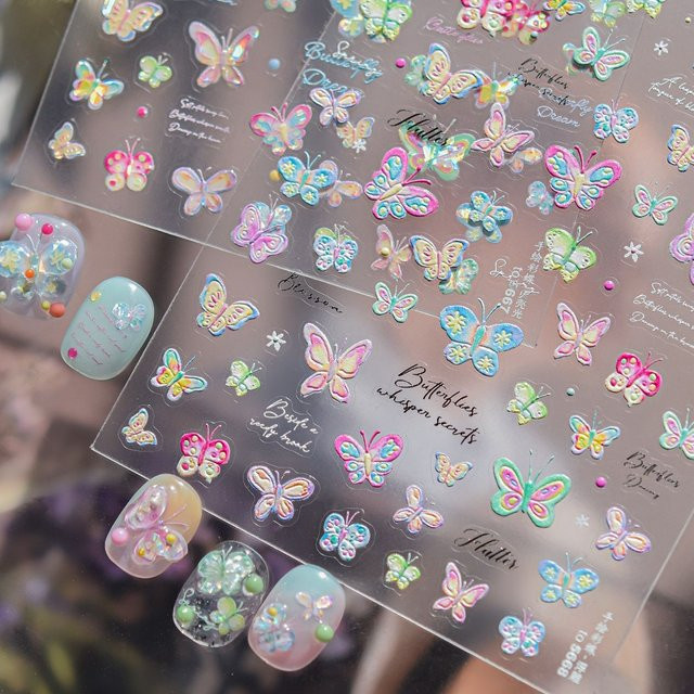NAILFYOU Schmetterling Nagelsticker, Bunt, Retro Vintage - Bild 1