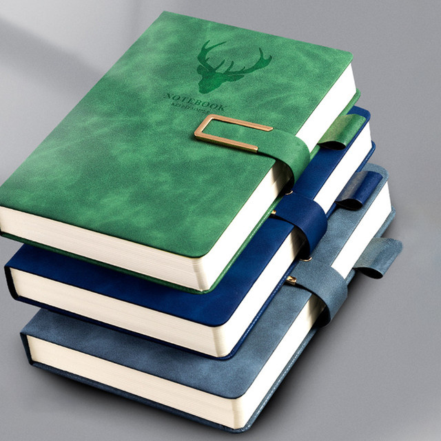 Daotshy Vintage-Notizbuch A5 mit Magnetverschluss und Lesezeichen aus Kunstleder in Hardcover-Ausführung, liniertes Papier, erhältlich in Blau und Grün - Bild 1