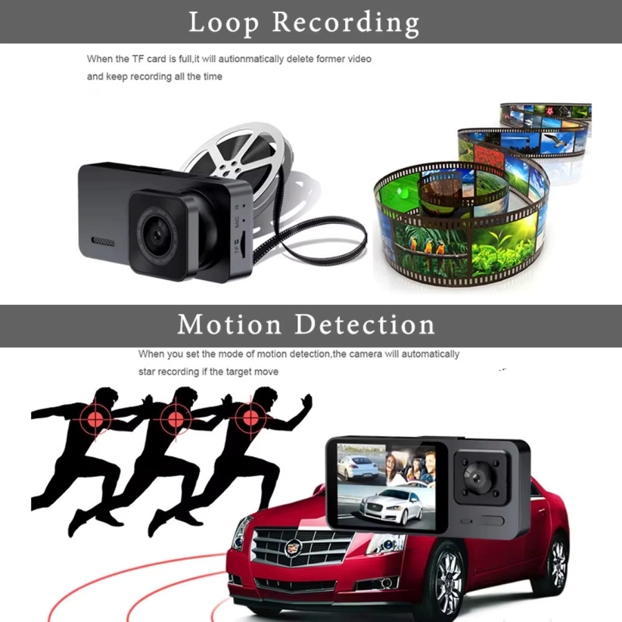 Maxtoss 3-Kanal Dashcam Full HD 1080P mit Innenfahrzeugkamera in Schwarz - Bild 5