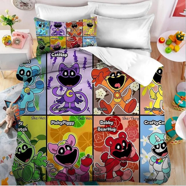 Smilings Critters Bettwäsche-Set mit Bettbezug und Kissenbezug, Cartoon-Design, Mehrfarbig, B/H: 135 x 200 cm - Bild 1