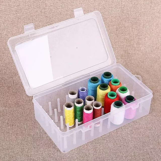 Nadelgarn-Aufbewahrungsbox aus Kunststoff mit großer Kapazität für Nähwerkzeug, Weiß und Blau - Bild 1