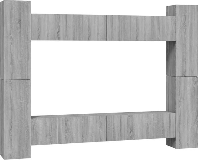 vidaXL 10-teiliges TV-Schrank-Set modern in Grau Sonoma, Wandmontage, MDF - Bild 1