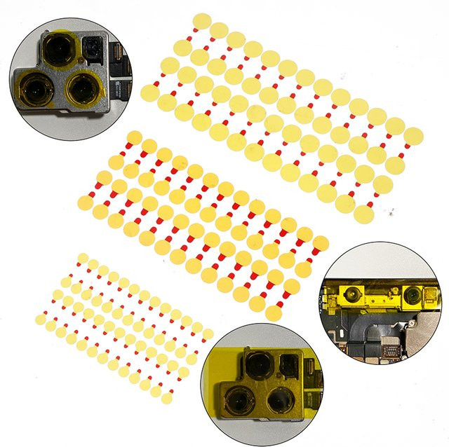 100er Set Staubschutz Aufkleber für Telefon Kamera in den Größen 5mm, 8mm und 10mm in Gelb - Bild 1