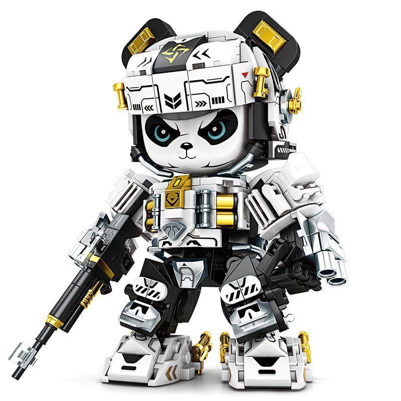 Fashnics Panda Mecha Astronauten Spielzeugmodell aus Harz in Weiß und Schwarz - Bild 3