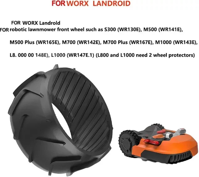 Worx Ersatz Vorderrad mit Gummi Anti-Skid Profil für Robotic Rasenmäher M500 M700 M1000 in Schwarz - Bild 1