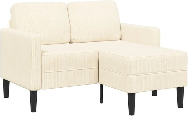 vidaXL 2-Sitzer-Sofa in L-Form mit Chaiselongue, Farbe Beige, Material Leinen, Breite: 125 cm, Tiefe: 118 cm, Höhe: 85 cm - Bild 1