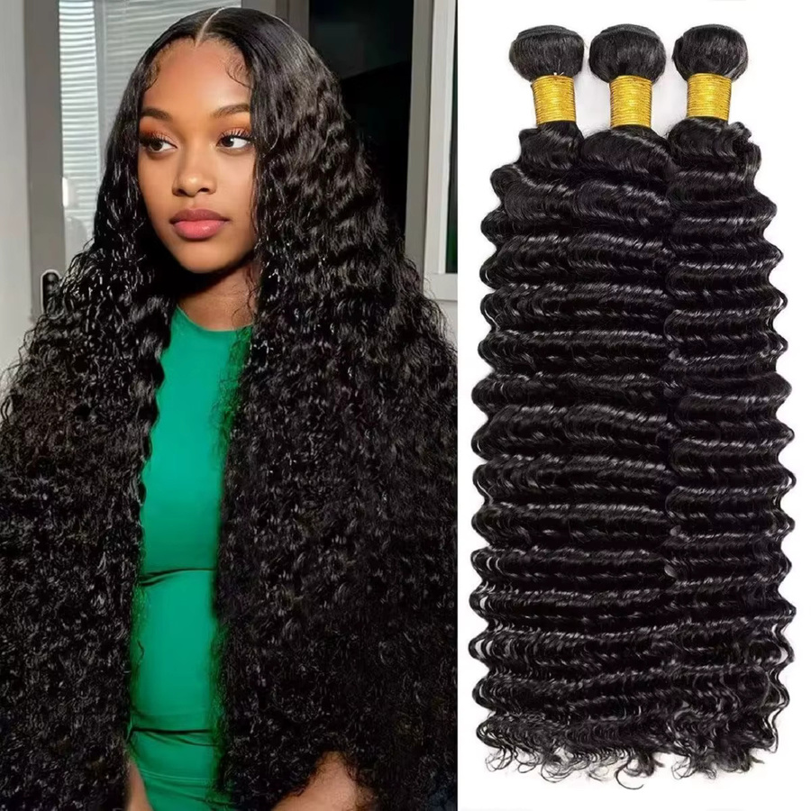 FIUMER Deep Wave Echthaar-Bündel, brasilianisches Virgin Wet and Wavy, Damen - Bild 5