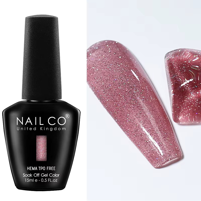 NAILCO Glitzer-Gel-Nagellack, 15 ml, dunkler Glitzer-Effekt, Hema/TPO-frei - Bild 2