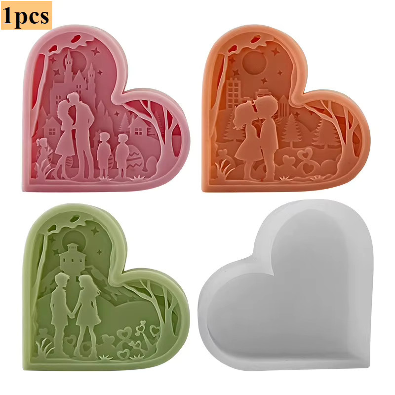 LONTL Silikonform für Paarfiguren in Multicolour, Herzförmige DIY Form für Kerzen, Gips, Zement oder Seife zur Heimdekoration - Bild 2