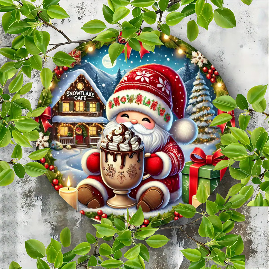 Rundes Aluminiumschild Potdemiel mit Weihnachtszwerg-Design in Multicolor und Schwarz zur Wandmontage - Bild 4
