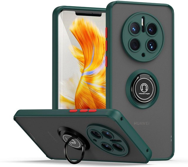 Stoßfeste Armor Hartschale Handyhülle mit Metallringhalter für Huawei Mate 50 Pro, Mate 40 Pro, 40 Pro und 30 Pro in Dunkelgrün Matt - Bild 1