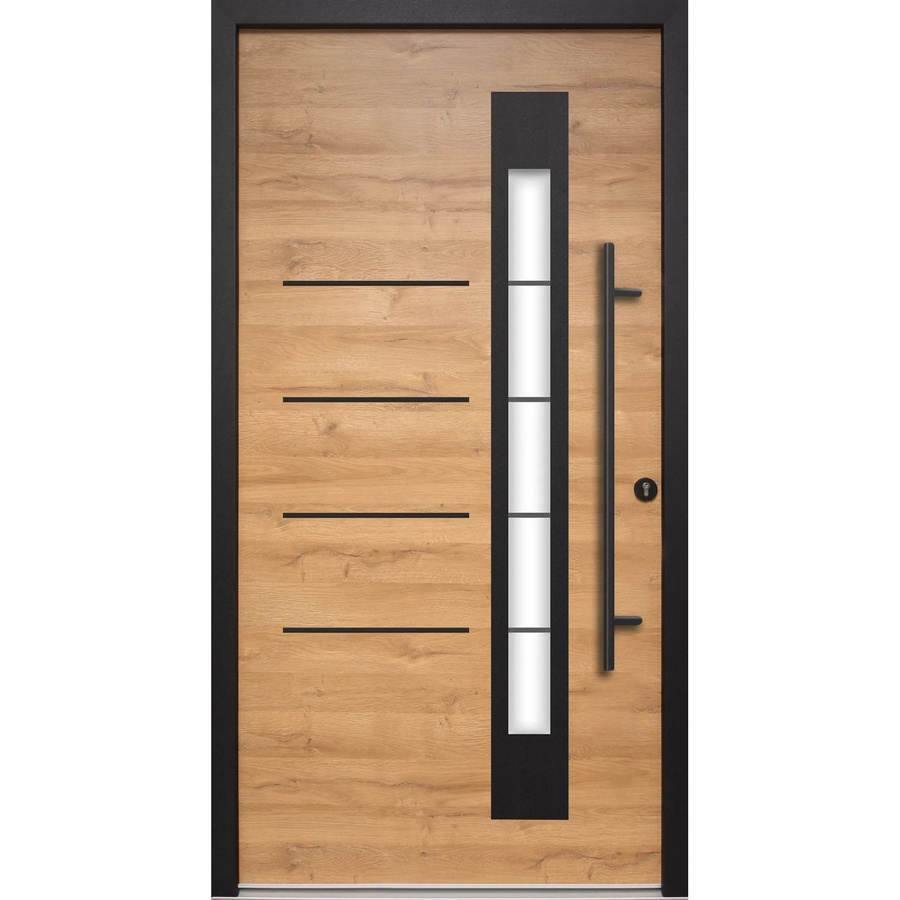 Splendoor Thermospace Haustür Berlin Prime Woodeffect in Braun mit Glaseinsatz, Rechtsanschlag, B/H: 100 x 210 cm - Bild 2