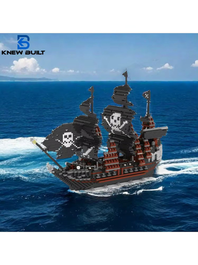 KNEW BUILT Schwarzes Piratenschiff Mikro-Mini-Bausteine Piraten - Bild 5