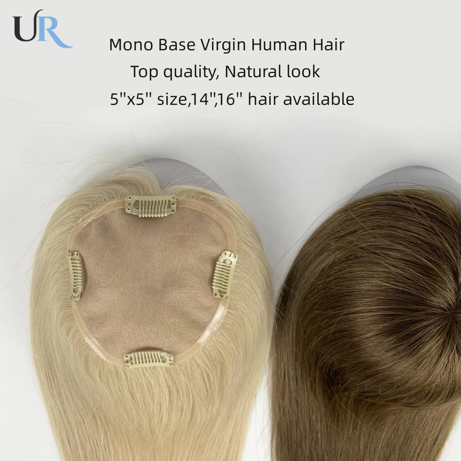 Umar Echthaar-Topper für Damen, blond, glatt, Mono-Basis - Bild 2