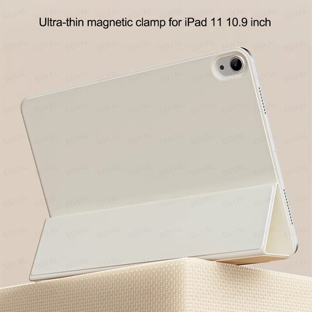 EGYAL Smart Case für iPad Pro 11 und iPad Air 5, magnetisch, ultradünn, dreifach faltbar, mit Schutzclip, Farbe: Weiß - Bild 1