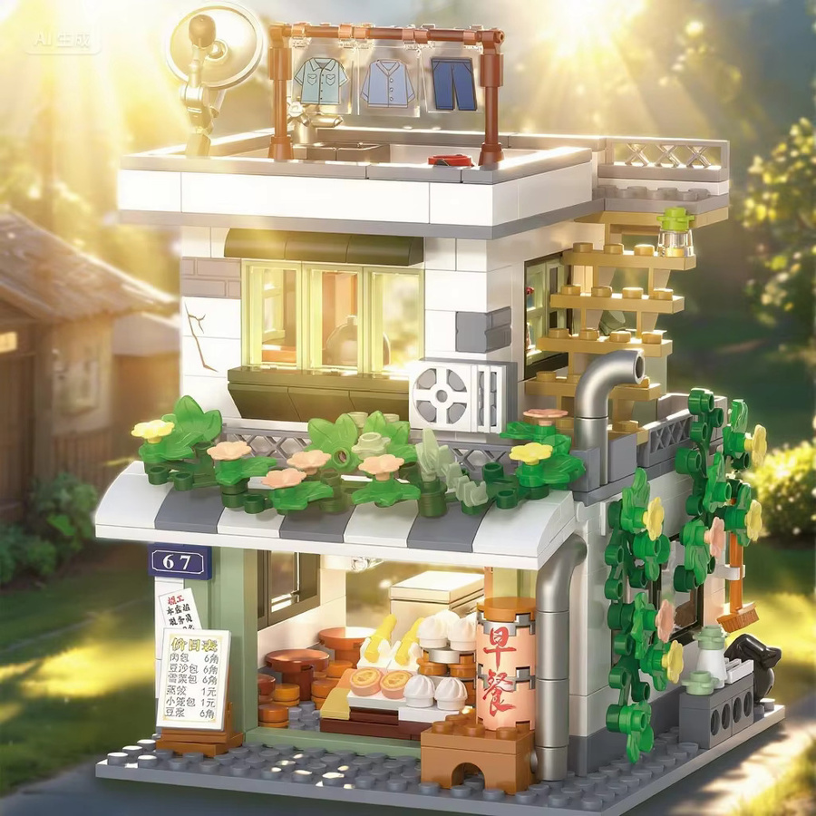 SUNVERY Vintage Landhaus-Ziegelsteine, Bausteine, Bunt / Mehrfarbig, ab 3 Jahre - Bild 2