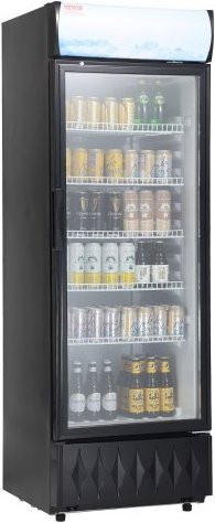 VEVOR Gewerblicher Getränkekühlschrank mit Glastür und 5 verstellbaren Regalen, 345 l, Schwarz - Bild 1