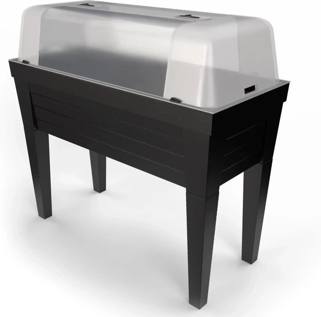 BigDean XXL Hochbeet für Balkon, Garten und Terrasse aus robustem Kunststoff mit Abdeckung, abnehmbaren Beinen, Belüftungsschiebern und Wasserablaufsystem mit Filter - Bild 1