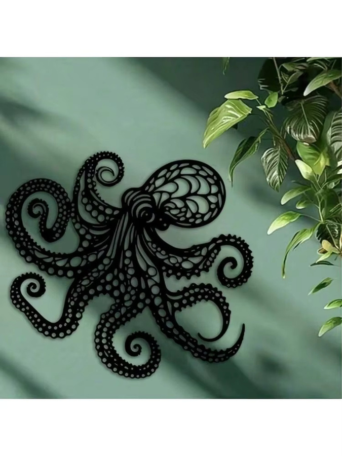 CIFBUY Wandkunst Oktopus aus schwarzem Metall im gotischen Stil für nautische Dekoration - Bild 6