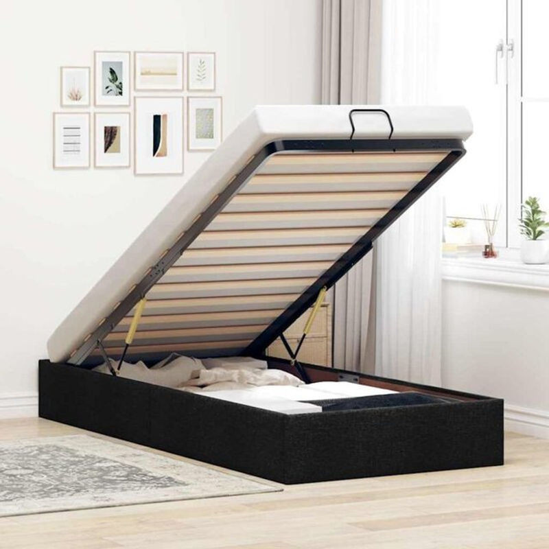 Modernes Ottoman Polsterbett von vidaxl in Schwarz aus Stoff, B/T/H: 90 x 200 x 23,5 cm (ohne Matratze) - Bild 1