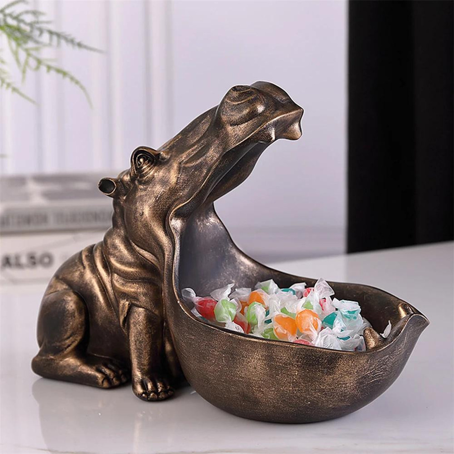 Yiran Furniture Nilpferd Figur als Desktop Aufbewahrungsbox und Statue aus Harz in modernem Stil - Bild 1