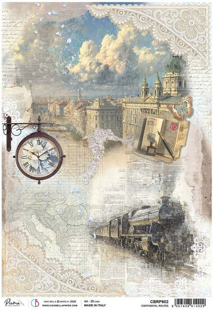 Motiv-Strohseide Ciao Bella Eastern Journey - Continental Routes in Multicolor, Format A4 - Bild 1