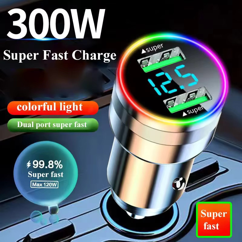UYUXIO USB-Autoladegerät mit Dual-Port und LED-Spannungsmonitor, 300 W, Silber - Bild 2