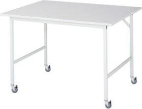 Rau Fahrbarer Arbeitstisch Jerry mit 4 Rollen, Farbe Grau-Weiß, B/T/H: 125 x 100 x 90 cm - Bild 1