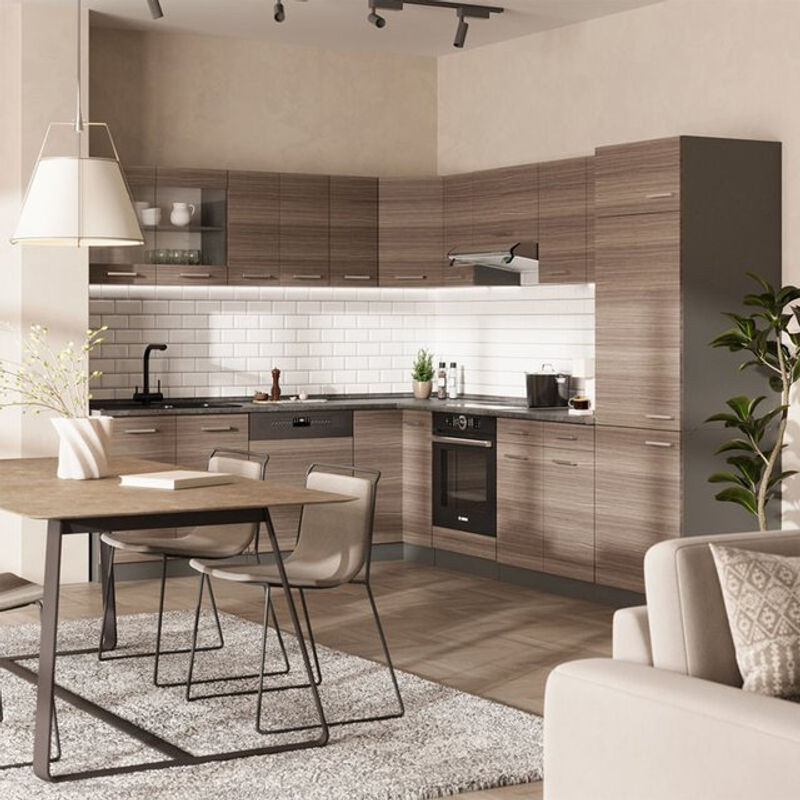 Vicco Eckküche R-Line in Grau und Anthrazit, moderne Winkelküche aus Holzwerkstoff, B/T/H: 227 x 287 x 60 cm - Bild 1