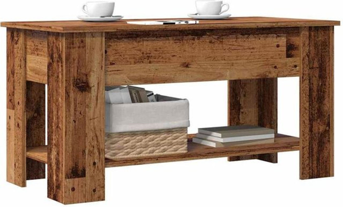 Vidaxl Couchtisch in Landhaus-Optik aus Holzwerkstoff, Braun, Rechteckig, B/T/H: 101 x 49 x 52 cm - Bild 1
