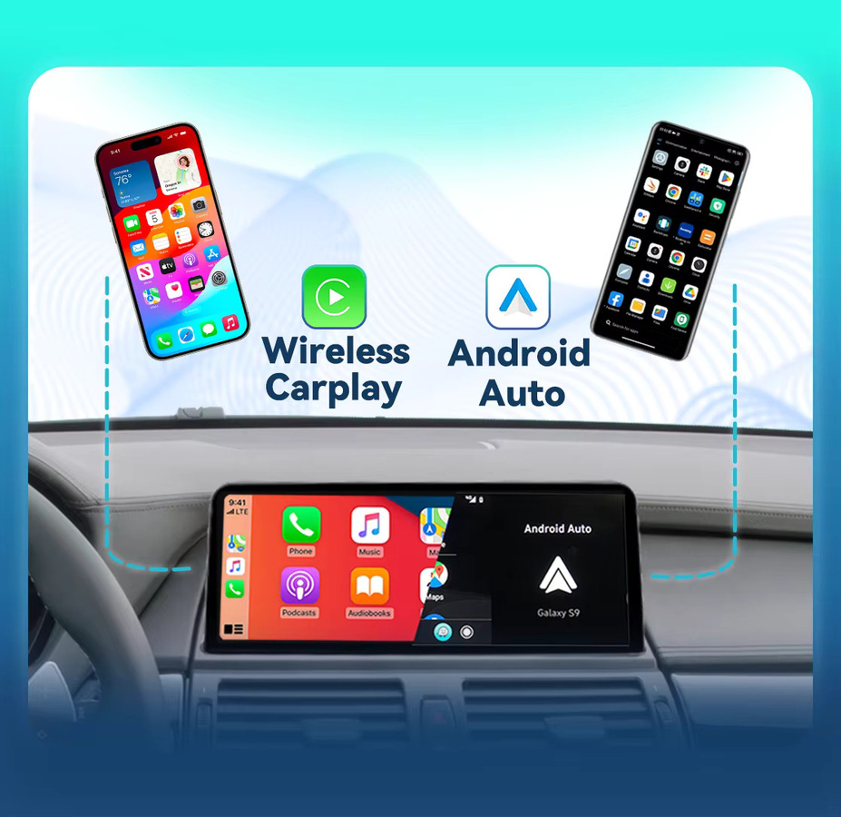 BONROAD 10,25 Zoll Wireless CarPlay und Android Auto Autoradio Monitor mit GPS Navigation und Multimedia Touchscreen in Schwarz für BMW X5 X6 E70 E71 - Bild 4