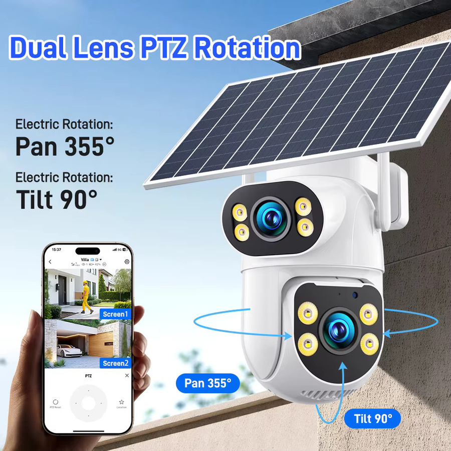 Yoosee 4G LTE Solar-Kamera AOV 4K Dual-Screen Kabellose Solar-Überwachung in Weiß - Bild 3