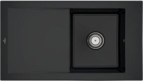 Villeroy & Boch Spüle Timeline 50 cm Aufsatzspüle mit Ablagegarn und Handbetätigung in Pure Black - Bild 1