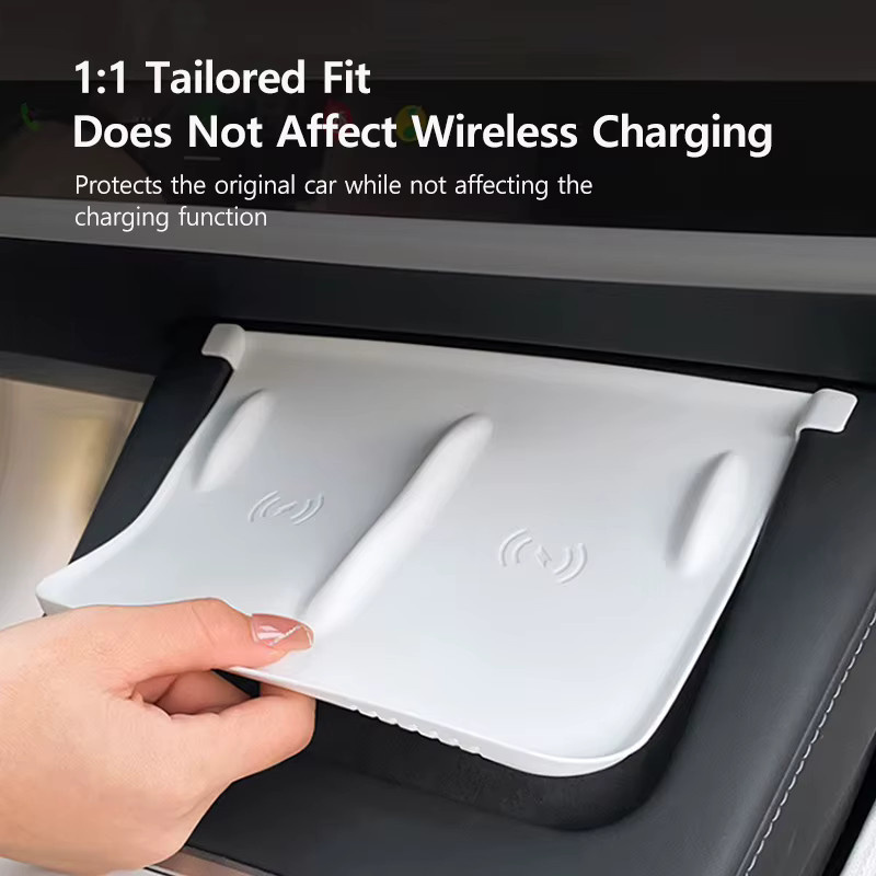 NovaAcc Silikon-Wireless-Ladepad für Tesla Model 3 und Model Y, rutschfeste Telefonhalterung in Weiß - Bild 2